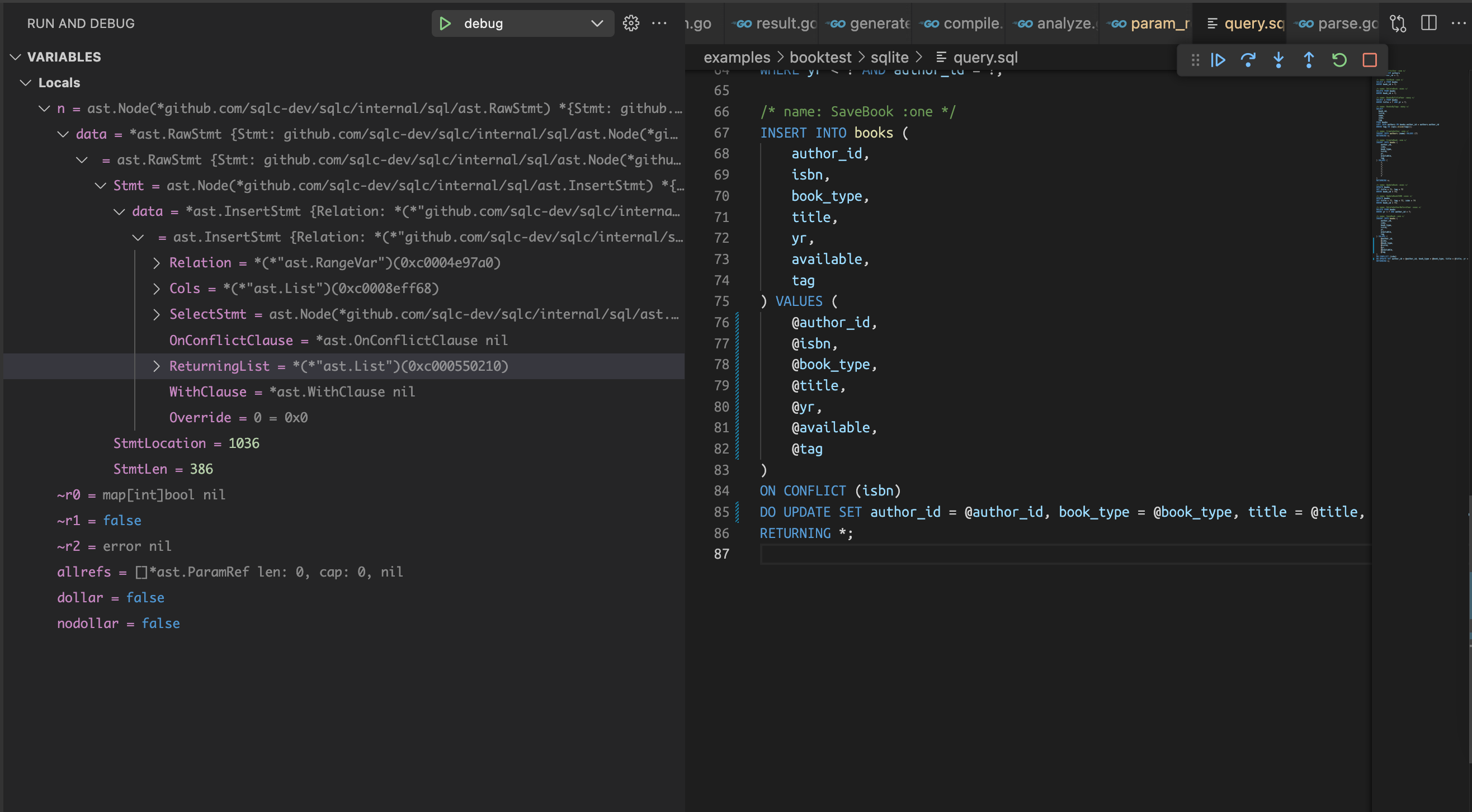 Screenshot of VS Code breakpoint on